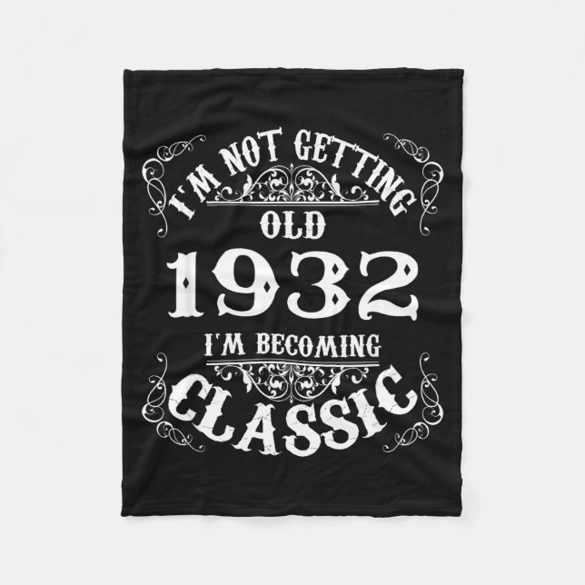 94th Birthday Gift Legend Born In 1932 94 For Year Fleece Blanket (Front)