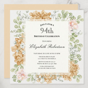 94th Birthday Invitation in Elegant Autumn Colours