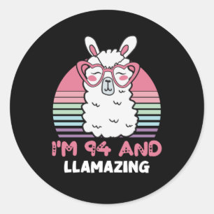 94th Birthday Llamazing Llama 94 Year Old Birthday Classic Round Sticker