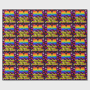 94th Birthday: Loving Hearts Pattern, Rainbow # 94 Wrapping Paper