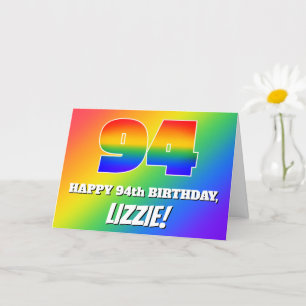 94th Birthday: Multicolored Rainbow Pattern # 94 Card