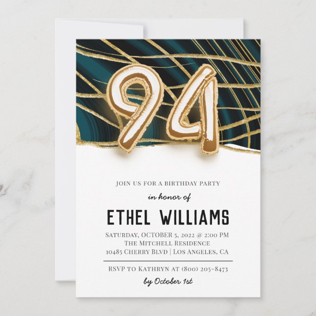94th Birthday Party Invitation (Front)