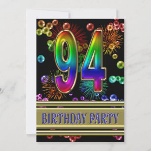 94th Birthday party Invitation with bubbles