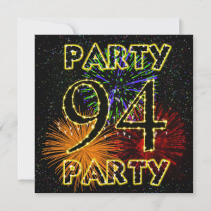 94th birthday party invitation with fireworks