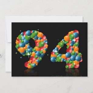 94th Birthday party, with bubbles and balls Invitation