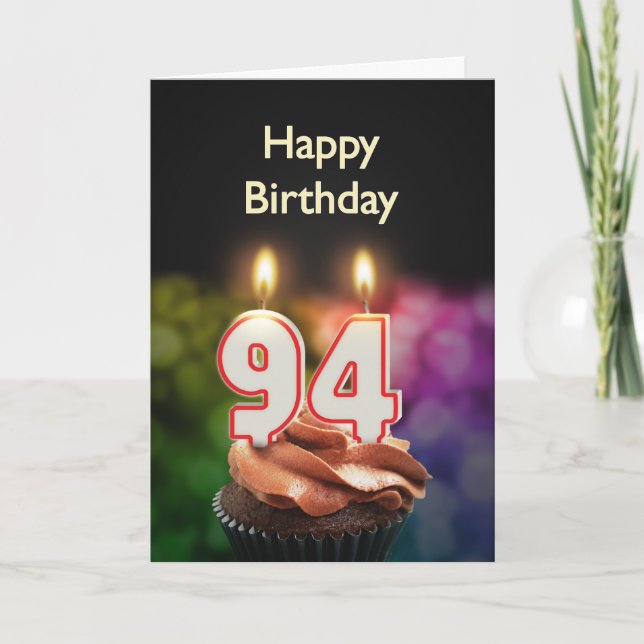 94th Birthday with cake and candles Card (Front)