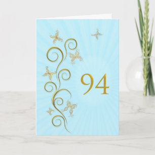 94th Birthday with golden butterflies Card