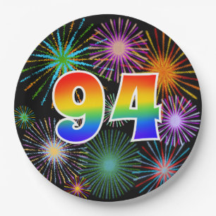 94th Event - Fun, Colourful, Bold, Rainbow 94 Paper Plate
