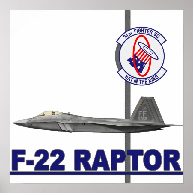 94th Fighter Squadron F-22 Raptor Print (Front)