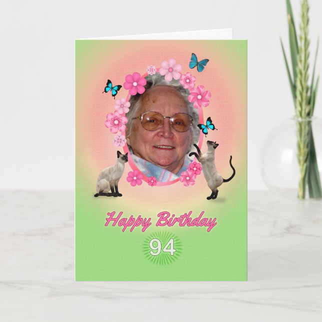 94th photo card with cats and butterflies, (Front)