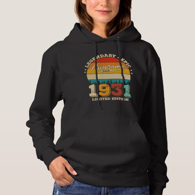 94th Year Old Retro Awesome 94th Birthday Gift Hoodie (Front)