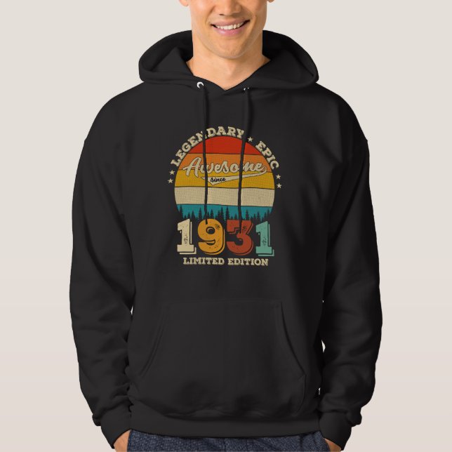 94th Year Old Retro Awesome 94th Birthday Gift Hoodie (Front)