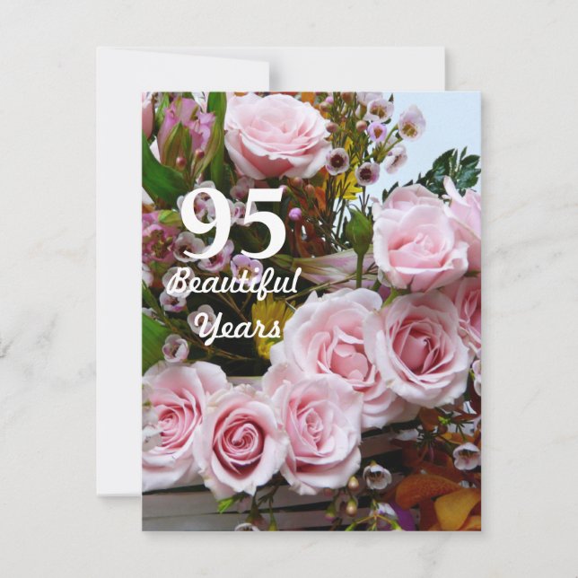 95 Beautiful Years!-Birthday Party/Pink Roses Invitation (Front)