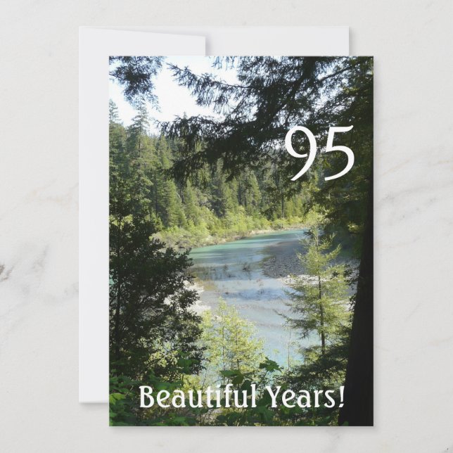 95 Beautiful Years!-Birthday+Woodland Lake Invitation (Front)