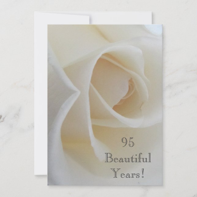 95 BeautifulYears Birthday Celebration/White Rose Invitation (Front)