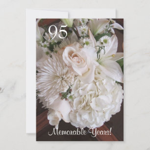 95 Birthday Celebration/Elegant White Floral Invitation