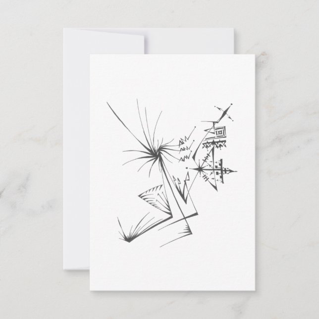 95 Black White Abstract Tribal Tattoo Art Thank You Card (Front)