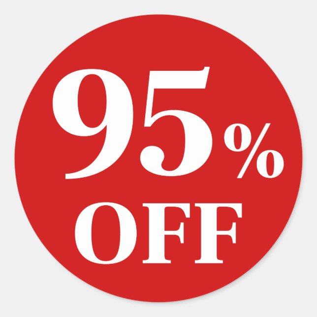 95% OFF Red Background Classic Round Sticker (Front)