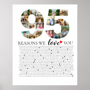 95 reasons why we love you photo collage birthday poster