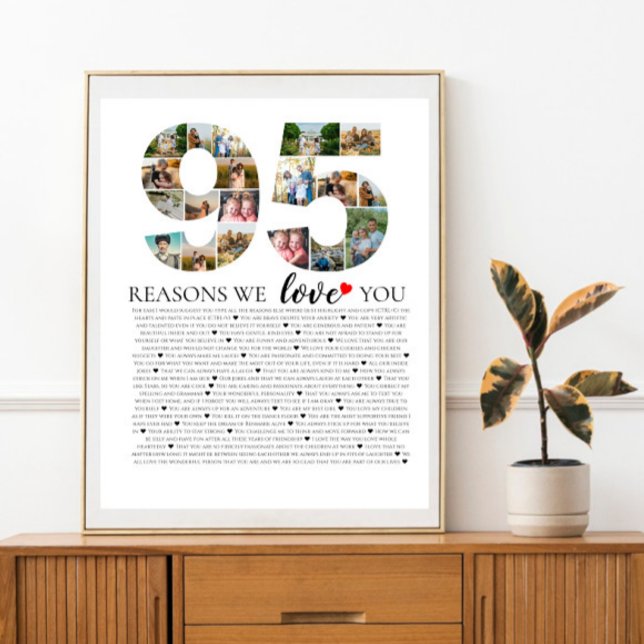 95 reasons why we love you photo collage birthday poster (Creator Uploaded)