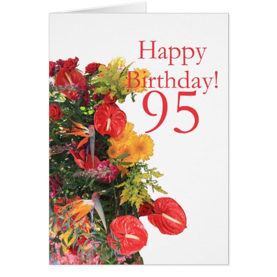 95 th birthday red yellow bouquet card