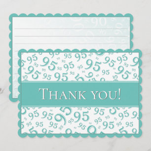 95 "Thank you!" Teal/White Number Pattern Thank You Card