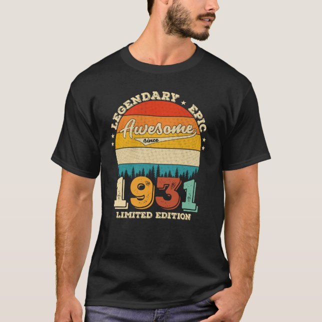 95 Year Old Bday Retro Awesome 95th Birthday Gift T-Shirt (Front)