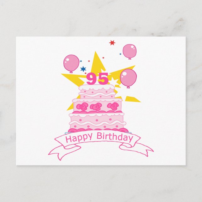 95 Year Old Birthday Cake Postcard (Front)