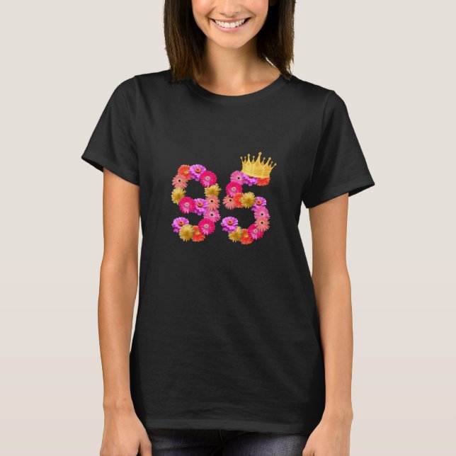 95 Year Old Birthday Flower Crown Its My 95th Birt T-Shirt (Front)