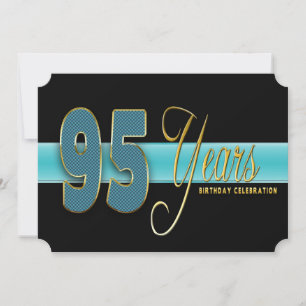 95 YEARS BIRTHDAY PARTY INVITATION AQUA/BLACK