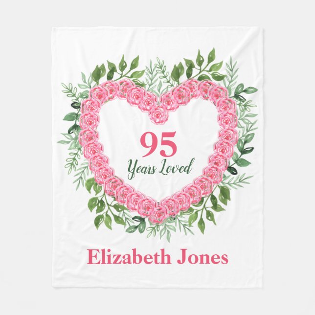 95 Years Loved 95th Birthday Blanket (Front)