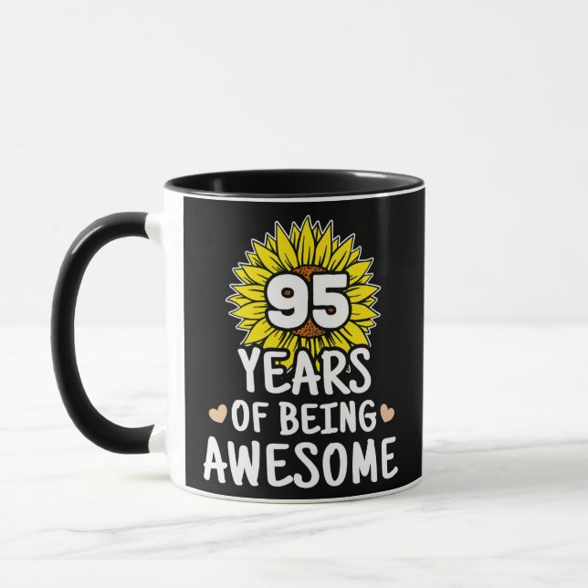 95 Years Of Being Awesome 95th Birthday 95 Years Mug (Left)