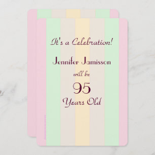 95 Years Old Pastel Striped Party Invite