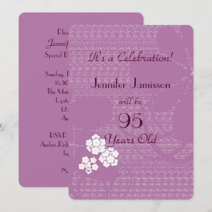 95 Years Old Purple Floral Birthday Party Invite