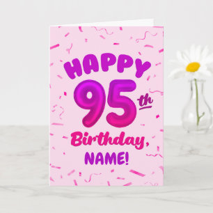 95th Balloon Number Custom Name Birthday Card
