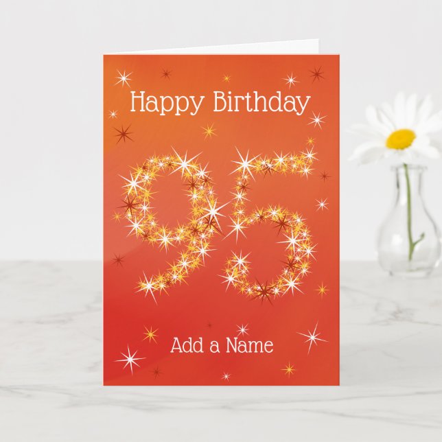 95th Birthday - 95 in Stars - Red - Age 95 Card (Small Plant)