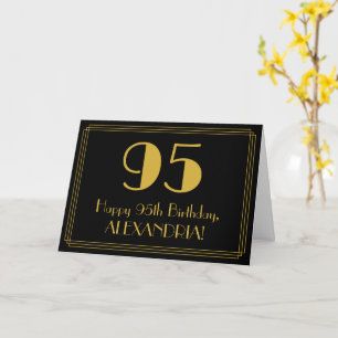95th Birthday: Art Deco Inspired Look "95" + Name Card