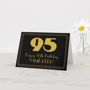 95th Birthday: Art Deco Inspired Look "95" & Name Card