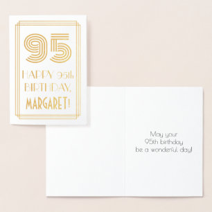 95th Birthday - Art Deco Inspired Look "95" & Name Foil Card