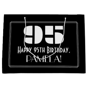 95th Birthday ~ Art Deco Inspired Look "95" + Name Large Gift Bag