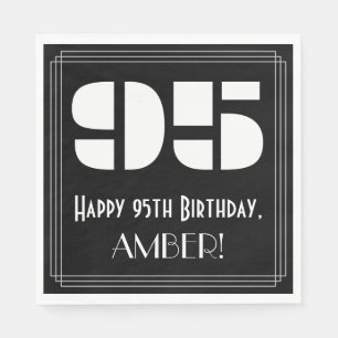 95th Birthday: Art Deco Inspired Look "95" + Name Napkin
