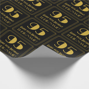 95th Birthday ~ Art Deco Inspired Look "95", Name Wrapping Paper
