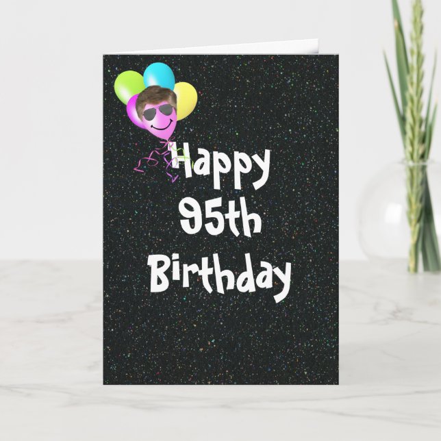 95th Birthday Balloons with Aviator Sunglasses  Card (Front)