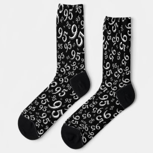 95th Birthday Black/White Random Number Pattern Socks