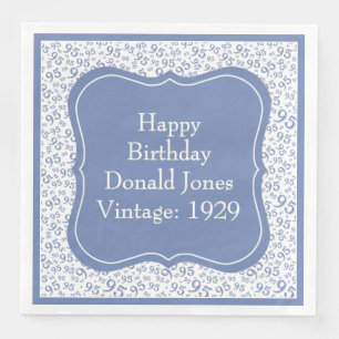 95th Birthday Blue/White Bracket Number Pattern Napkin