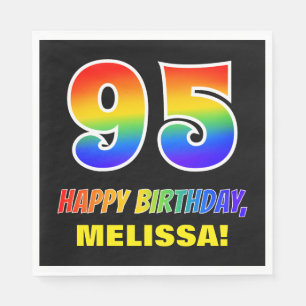 95th Birthday: Bold, Fun, Simple, Rainbow 95 Napkin