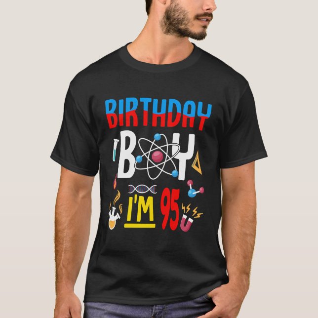 95Th Birthday Boy Girls Science Theme 95 Year Old  T-Shirt (Front)
