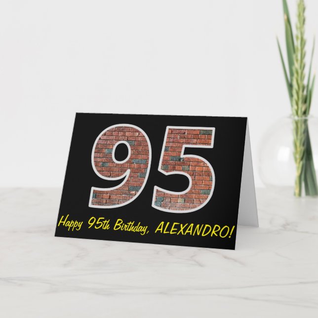 95th Birthday - Brick Wall Pattern "95" w/ Name Card (Front)