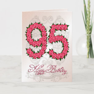 95th birthday card with roses and leaves