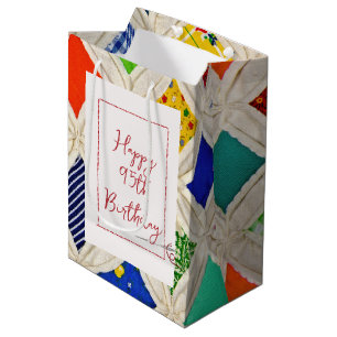 95th Birthday Cathedral Window Quilt Medium Gift Bag
